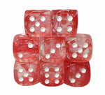 8ct Dice Set: 18mm D6: Diffusion Cherry with White
