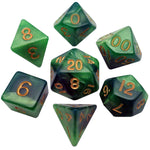 7-Die Set Combo: Green-Light Green/Gold