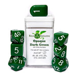 7ct Dice Set with Arch'D4: Opaque Dark Green with White Numerals