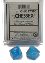 Dice Menagerie 10: Tens D10 Luminary Poly Sky/Silver (10)