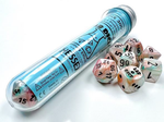 Lab Dice 6 Lustrous: Poly Sea Shell/black Luminary 7-Die Set (with bonus die)