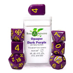 7ct Dice Set with Arch'D4: Opaque Dark Purple with Gold Numerals