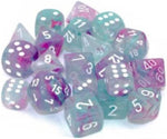 Nebula: Polyhedral Wisteria/white Luminary 7-Die Set