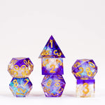 Handcrafted Sharp Edge Resin Dice Set: Royal Geode (7)
