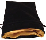 4in x 6in Black Velvet Dice Bag with Gold Satin Lining
