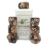 7ct Dice Set with Arch'D4: Diffusion Lava Fields