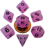 Mini Polyhedral Dice Set: Glow Purple with Black Numers