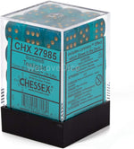Borealis: 12mm d6 Teal/gold Luminary Dice Block (36 dice)