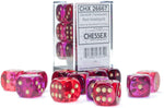 Gemini: 16mm d6 Translucent Red-Violet/gold Dice Block (12 dice)