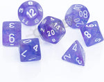Borealis: Polyhedral Purple/white Luminary 7-Die Set
