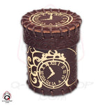 Dice Cup: Steampunk Brown/Golden Leather