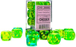 Gemini: 16mm d6 Translucent Green-Teal/yellow Dice Block (12 dice)