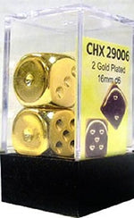 Pair of Gold-plated 16mm D6 With Pips