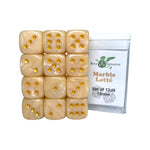 18mm D6 Pips: Marble Latte 12ct Dice Set
