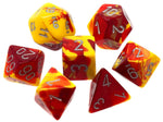 Chessex Polyhedral 7-Die Set Gemini Red-Yellow w/Silver 26450
