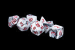 Mini Polyhedral Dice Set: Marble with Red numbers