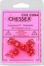 Chessex Translucent Pink w/ White Mini Polyhedral 7-die Set CHX 23064