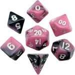 Mini Polyhedral Dice Set: Pink/Black with White Numbers