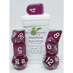 7ct Dice Set with Arch'D4: Translucent Dark Purple with White Numerals