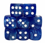 8ct Dice Set: 18mm D6: Marble Blue with White