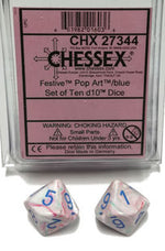 Dice Menagerie 10: Poly D10 Festive Pop Art/Blue (10)