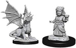 Dungeons & Dragons Nolzur`s Marvelous Unpainted Miniatures: W13 Silver Dragon Wyrmling & Female Halfling