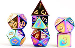 7-Die Set Metal: Flame Torched Rainbow Metal Polyhedral Dice Set