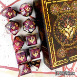 Elder Dice: Crown of the Night Mother 10 Dice Polyhedral Set - Glass and Wax