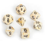 Chessex Polyhedral 7-Die Set Marble Ivory w/Black 27402
