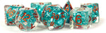 Pearl Resin 16mm Poly Dice Set : Teal /Copper Numbers (7)