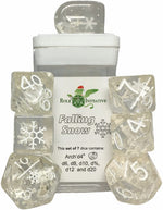 7ct Dice Set: Diffusion Falling Snow (Arch'd D4 and Balance'd D20)