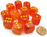 Dice Menagerie 9: Ghostly Glow 16mm D6 Orange/Yellow (12)
