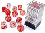 Nebula: 16mm d6 Red/silver Luminary Dice Block (12 dice)
