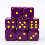 8ct Dice Set: 18mm D6: Opaque Dark Purple with Yellow