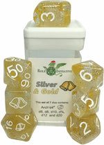 7ct Dice Set: Diffusion Silver and Gold (Arch'd D4 and Balance'd D20)