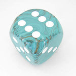 Chessex Dice: Marble 50mm D6 Oxi-Copper/White