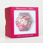 54mm D20 Snowglobe - Valentine Red Floating Rose