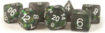 Icy Opal Resin: 16mm Dice Poly Set Black /Silver Numbers (7)