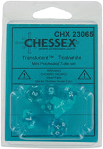 Chessex Translucent Teal w/ White Mini Polyhedral 7-die Set CHX 23065