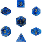 Chessex Polyhedral 7-Die Set Vortex Blue w/Gold 27436