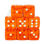 8ct Dice Set: 18mm D6: Translucent Orange with White