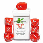 7ct Dice Set with Arch'D4: Opaque Red with White Numerals