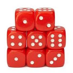8ct Dice Set: 18mm D6: Opaque Red with White