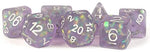 Icy Opal Resin: 16mm Dice Poly Set Purple/Silver Numbers (7)