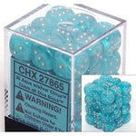 Chessex 36 12mm D6 Dice Block Cirrus Aqua w/Silver 27865