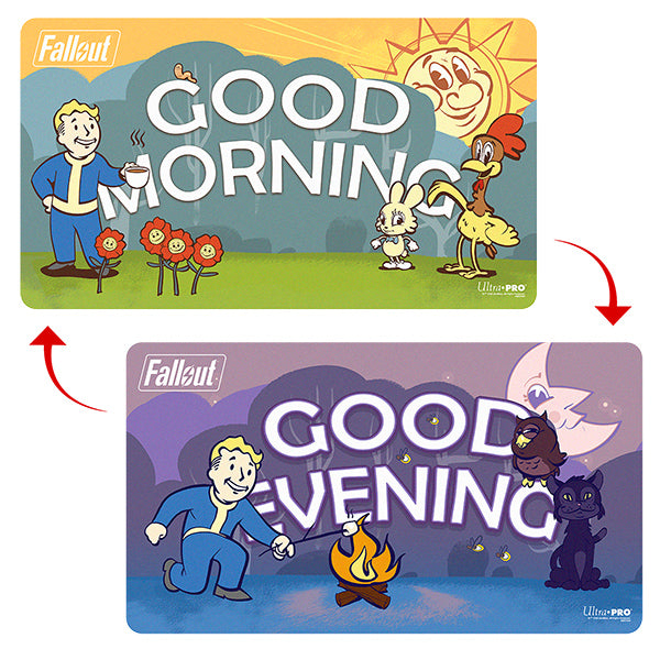 Double-sided Fallout Playmat: Vault Boy - Good Morning/Good Evening