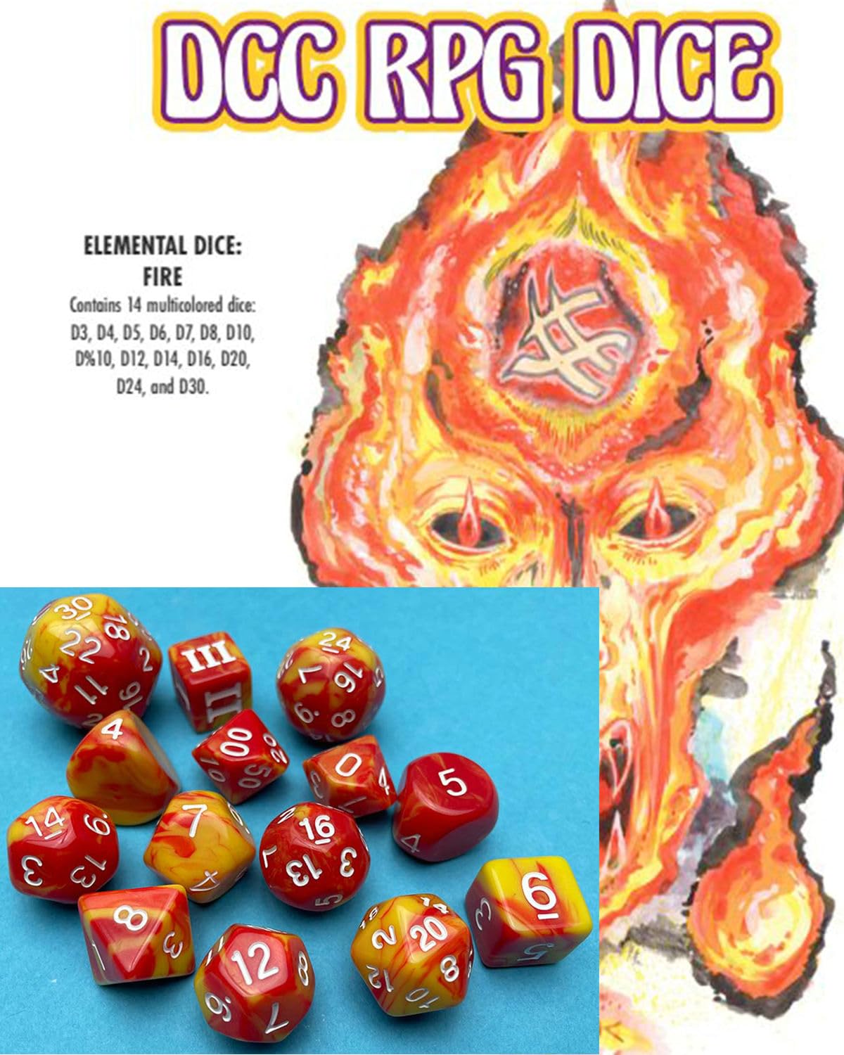 DCC Dice: Elemental Dice Set - Fire (14 dice set)