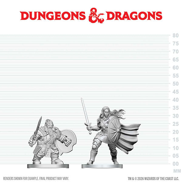 Dungeons & Dragons Nolzur's Marvelous Unpainted Miniatures: Dwarf Fighter & Orc Paladin