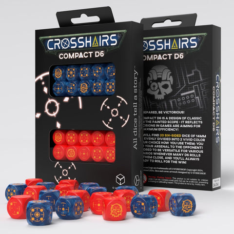 Crosshairs Compact D6 Dice Set: Cobalt & Red