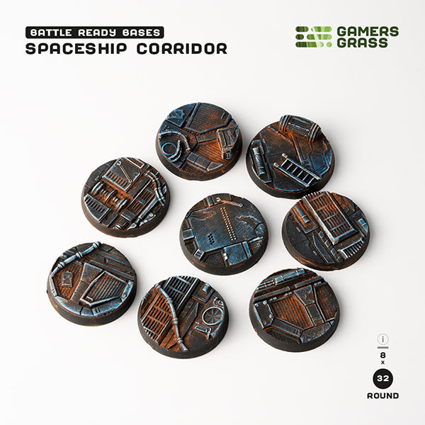 Battle Ready Bases: Spaceship Corridor - Round 32mm [x8]